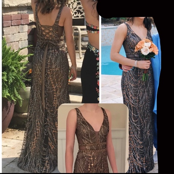 ellie wilde Dresses & Skirts - Ellie Wilde bronze shimmery prom dress, size 0